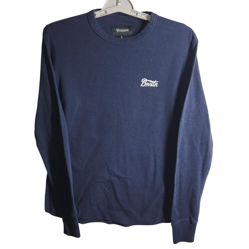 Brixton Men's Navy Blue Waffle Knit Long Sleeve Thermal Shirt Size S